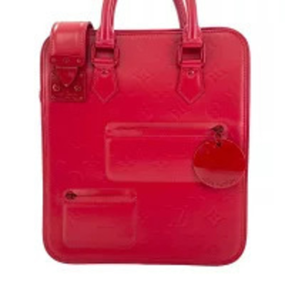 Louis Vuitton red Monogram Op Art Squary Bag structured square zip